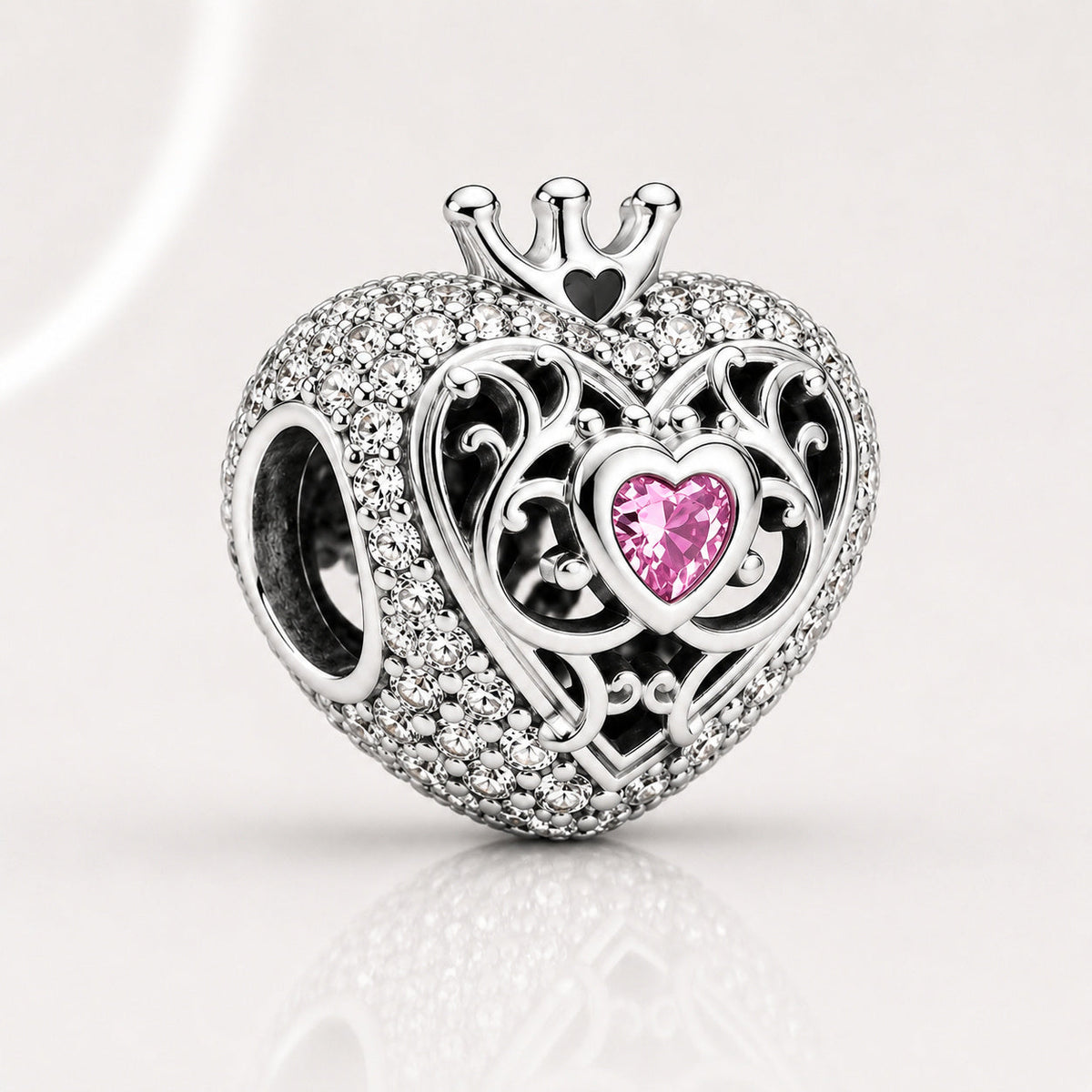 S925 Pansy Flowers Caterpillar Butterfly Regal Crown Sterling Silver Charm Collection