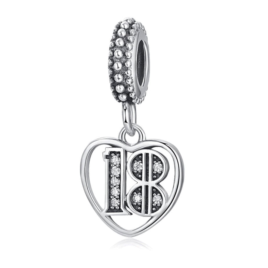 18th Birthday Dangle Charm S925 Sterling Silver