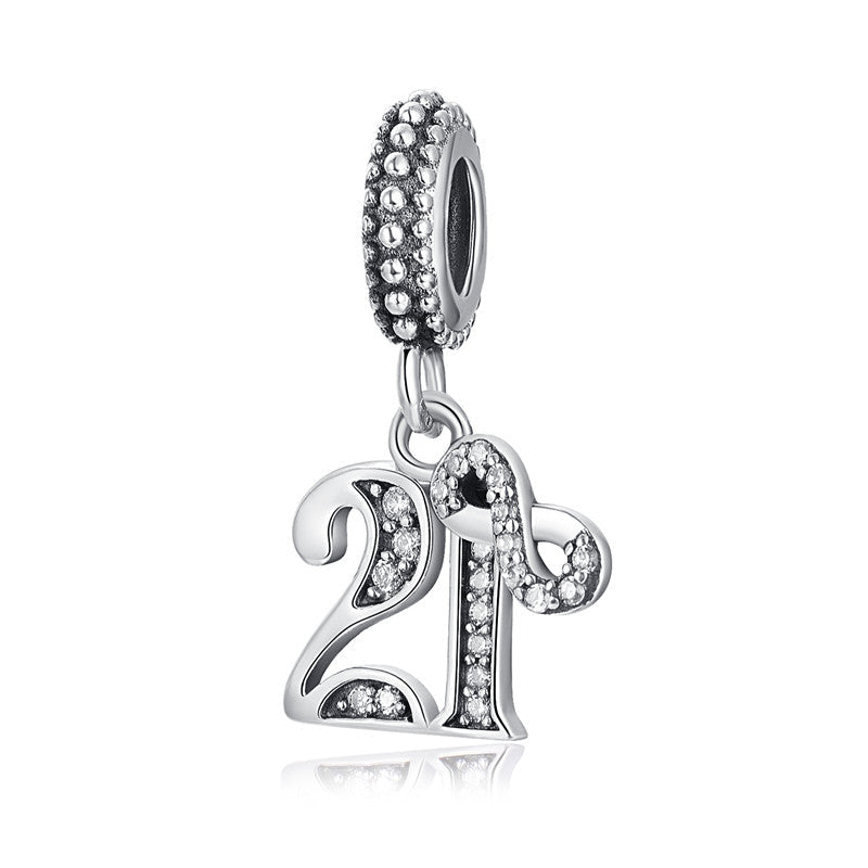 21st Birthday Dangle Charm S925 Sterling Silver