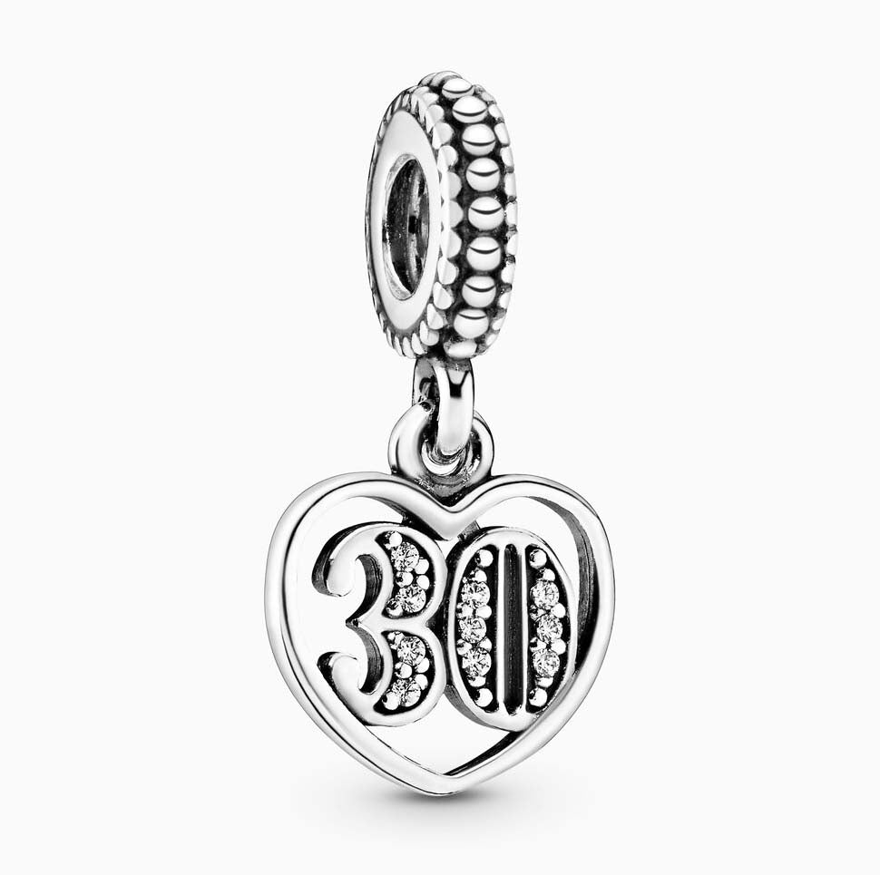 30th Birthday Dangle Charm S925 Sterling Silver