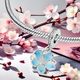 Blue Cherry Blossom Dangle Charm S925 Sterling Silver