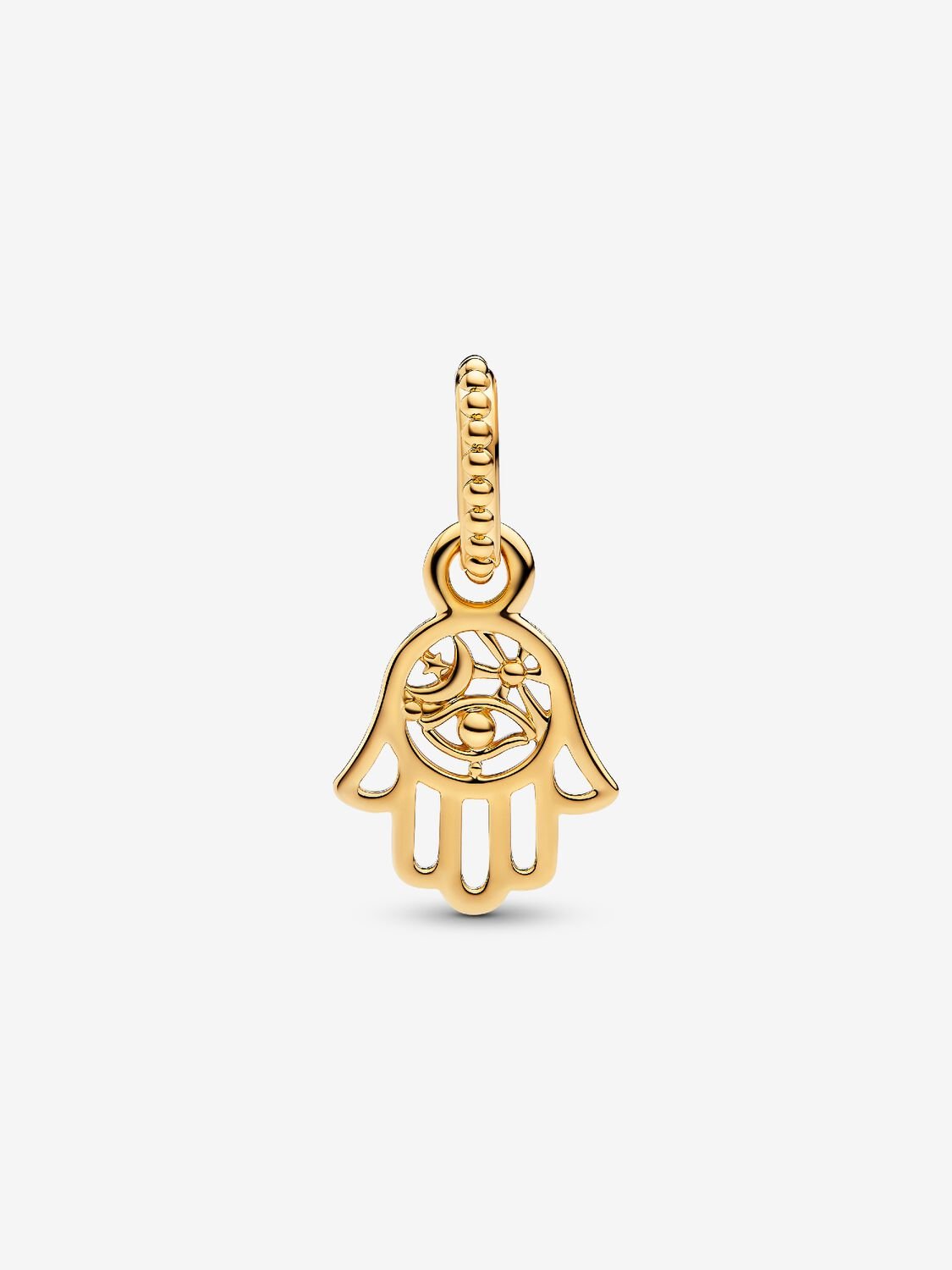Protective Golden Hamsa Hand Dangle Charm S925 Sterling Silver