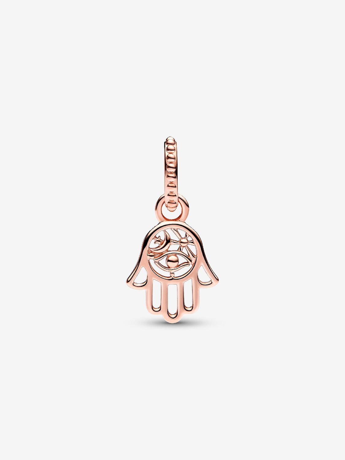 Rose Gold Protective Hamsa Hand Dangle Charm S925 Sterling Silver