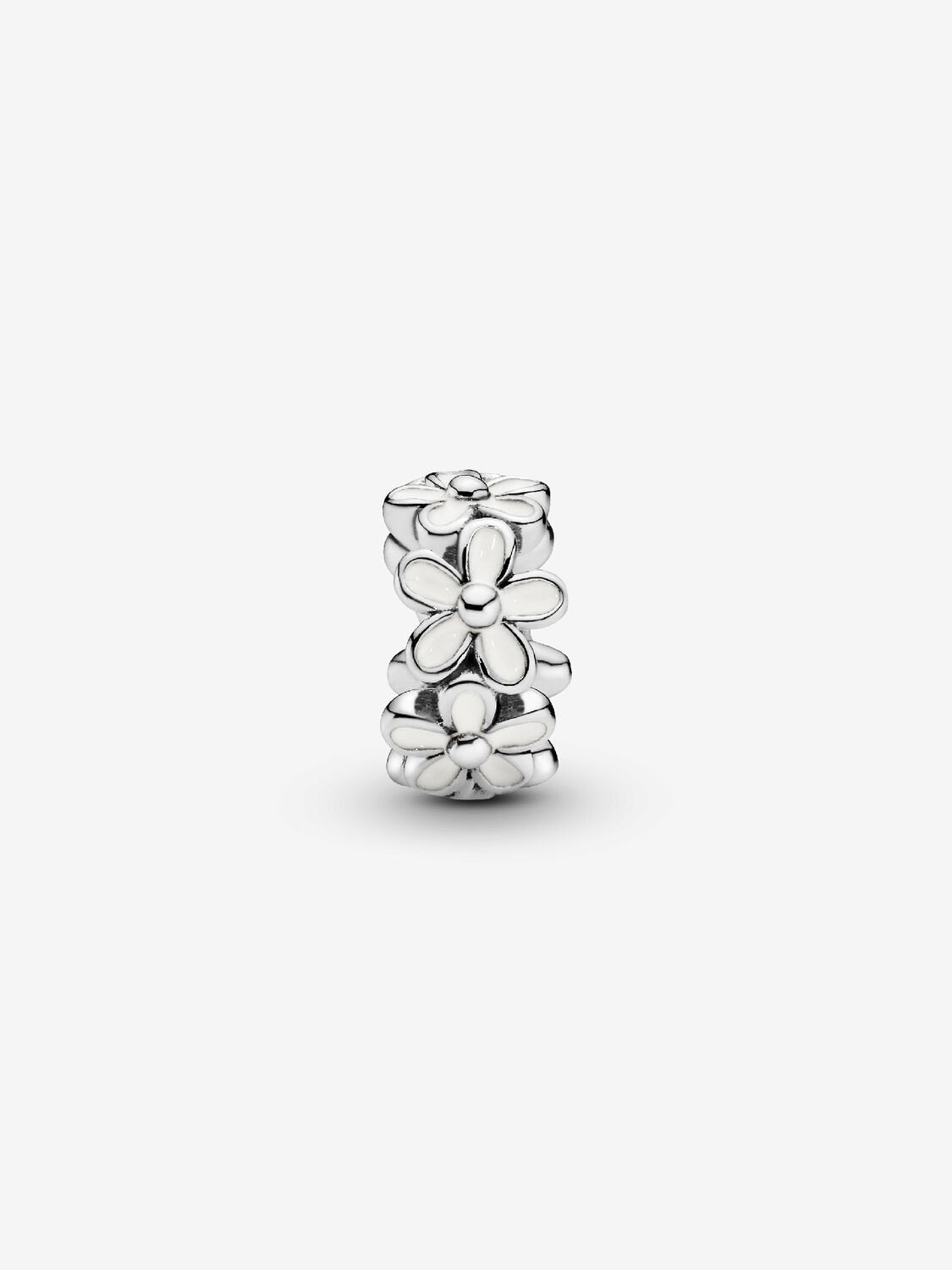 White Daisy Flower Spacer Charm S925 Sterling Silver