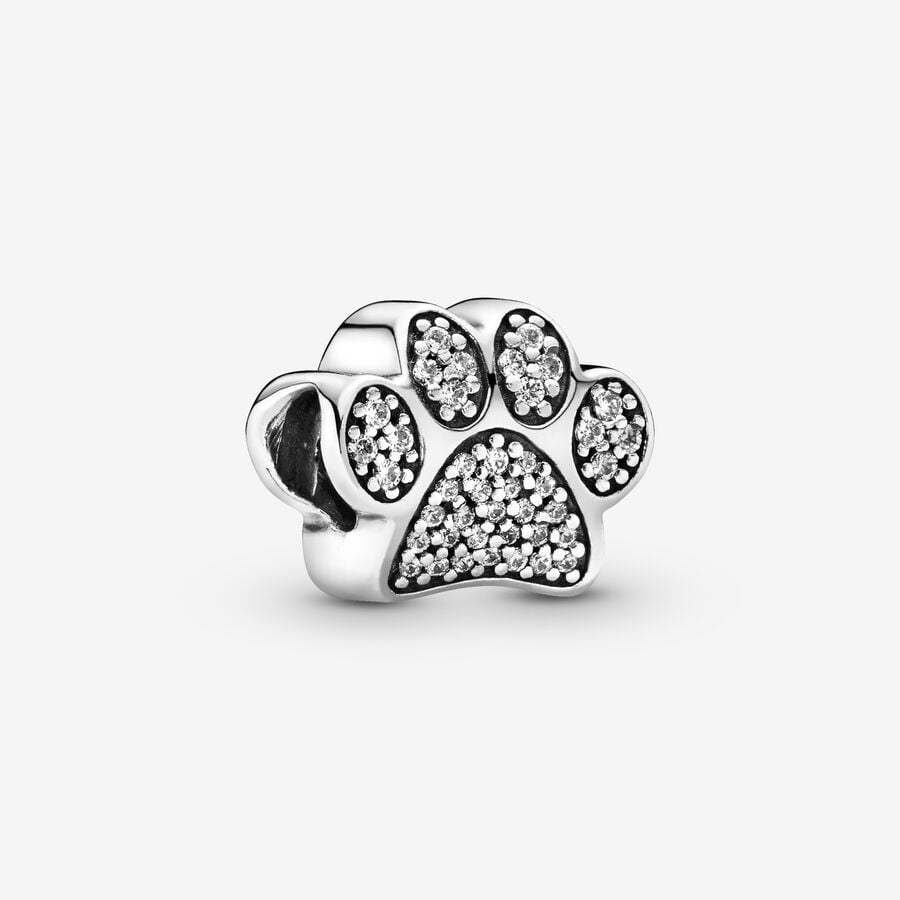 Sparkling Paw Print Charm S925 Sterling Silver