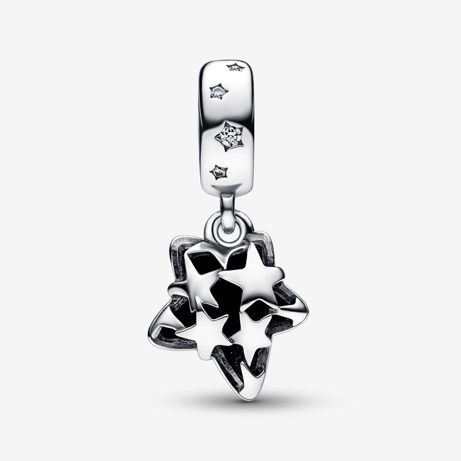 Celestial Galaxy Star Murano Dangle Charm S925 Sterling Silver