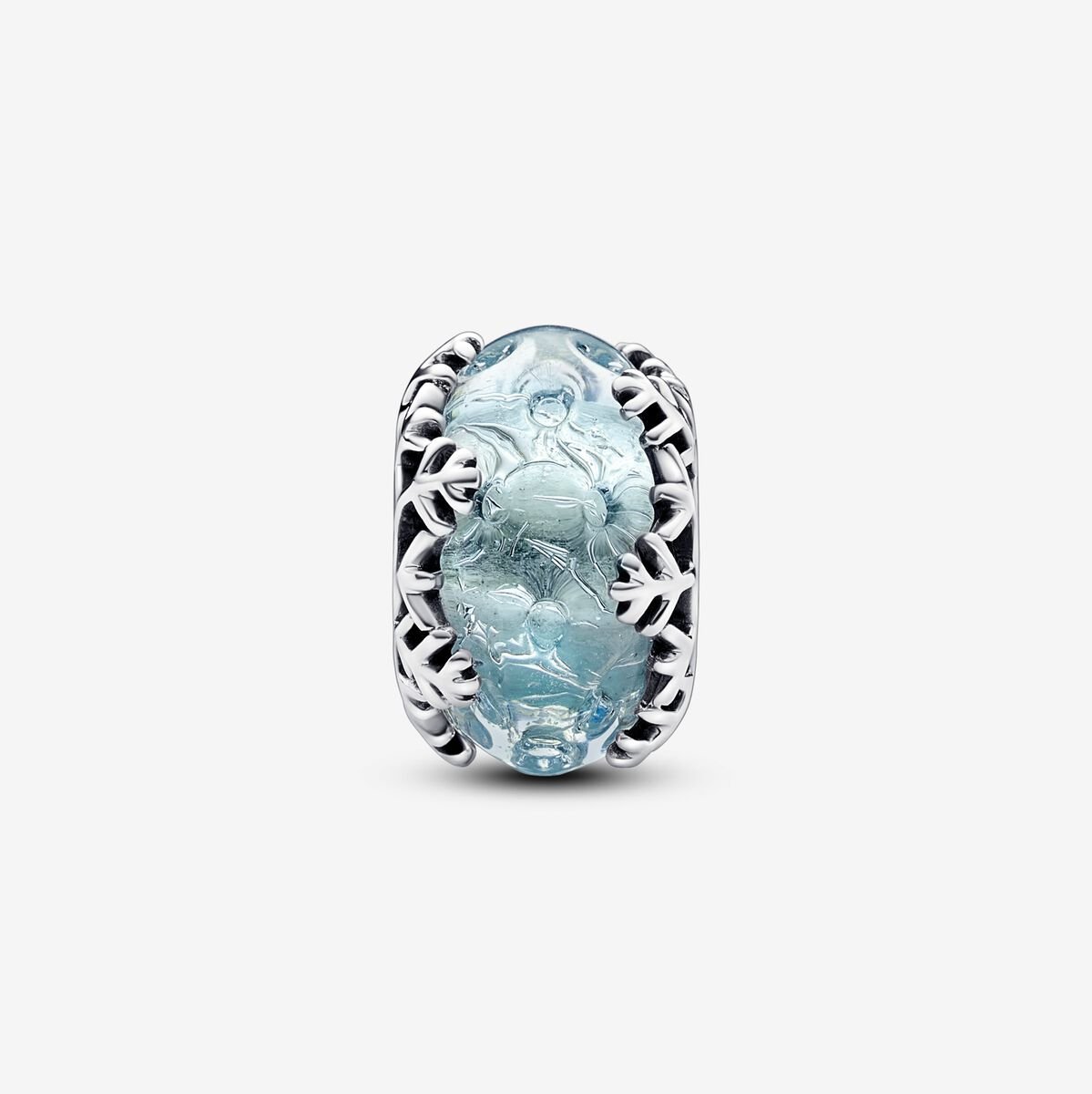 Winter Blue Snowflake Murano Charm Hallmarked S925 Sterling Silver