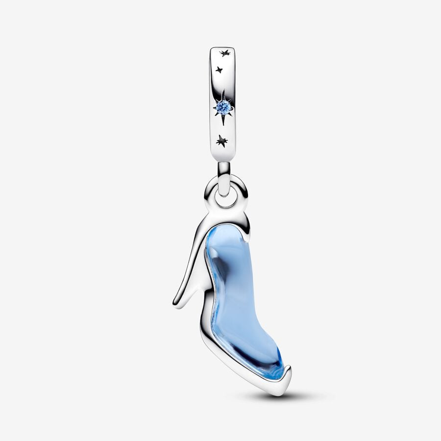 Disney Cinderella's Blue Slipper Dangle Charm Hallmarked S925 Sterling Silver