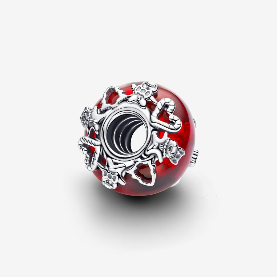 Red Magic Murano Glass Charm S925 Sterling Silver