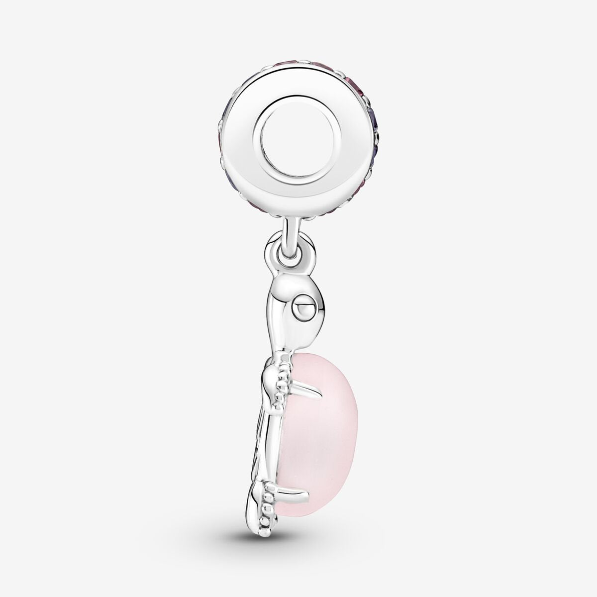 Pink Murano Turtle Dangle Charm S925 Sterling Silver