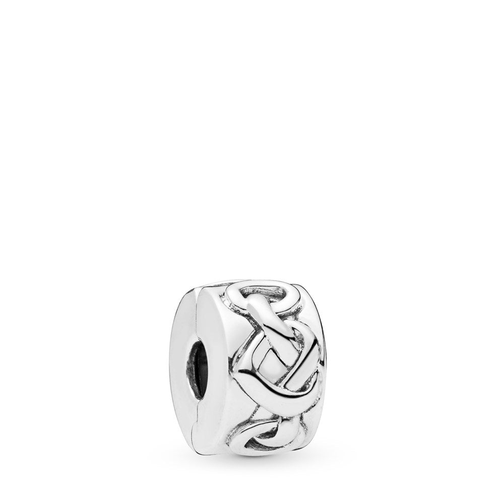 Knotted Hearts Clip Charm S925 Sterling Silver