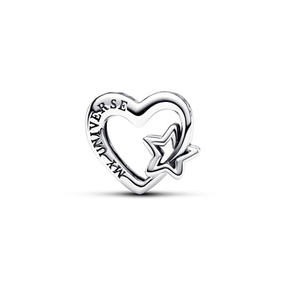 Openwork Family Heart & Star Charm S925 Sterling Silver