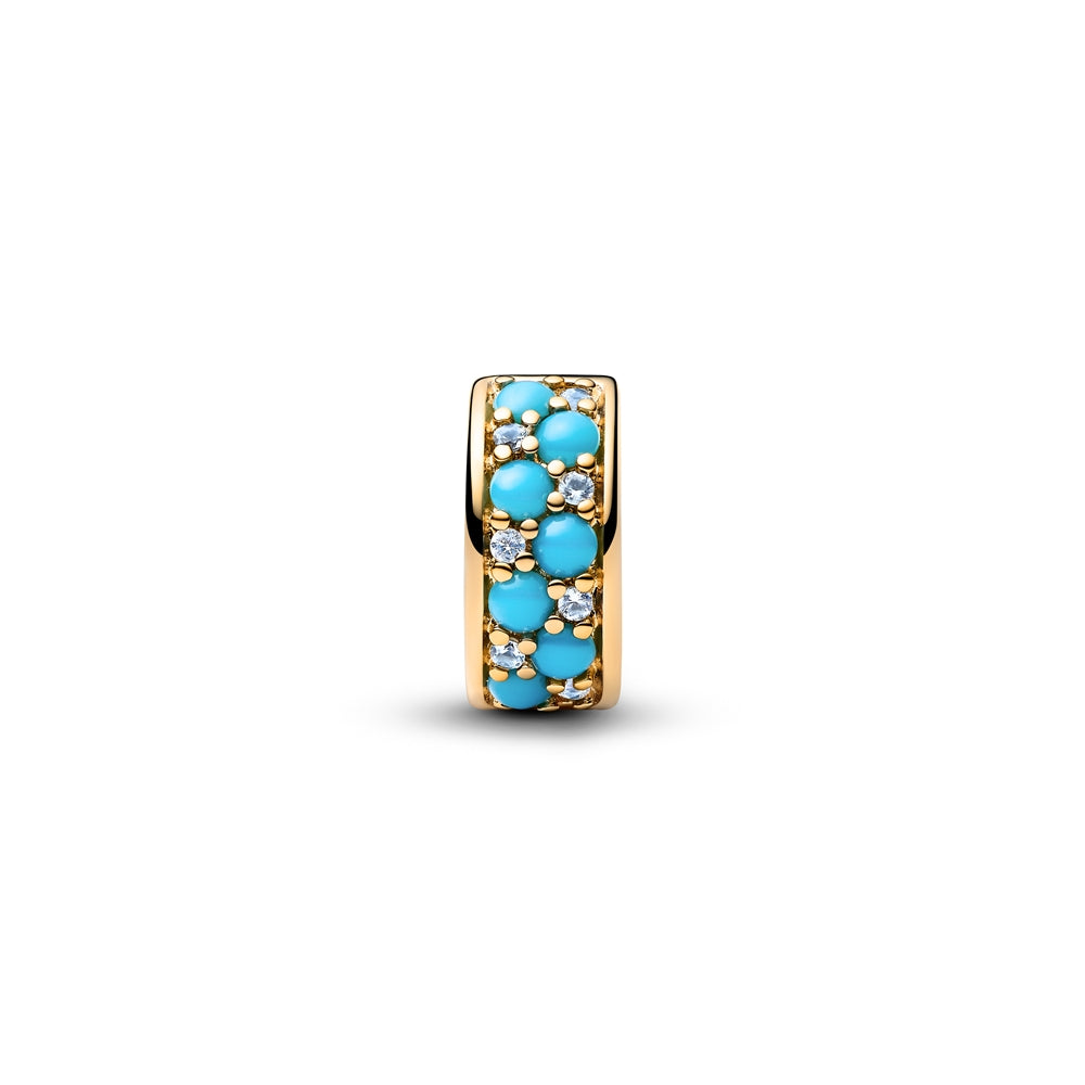 Aqua Blue Clip Charm S925 Sterling Silver
