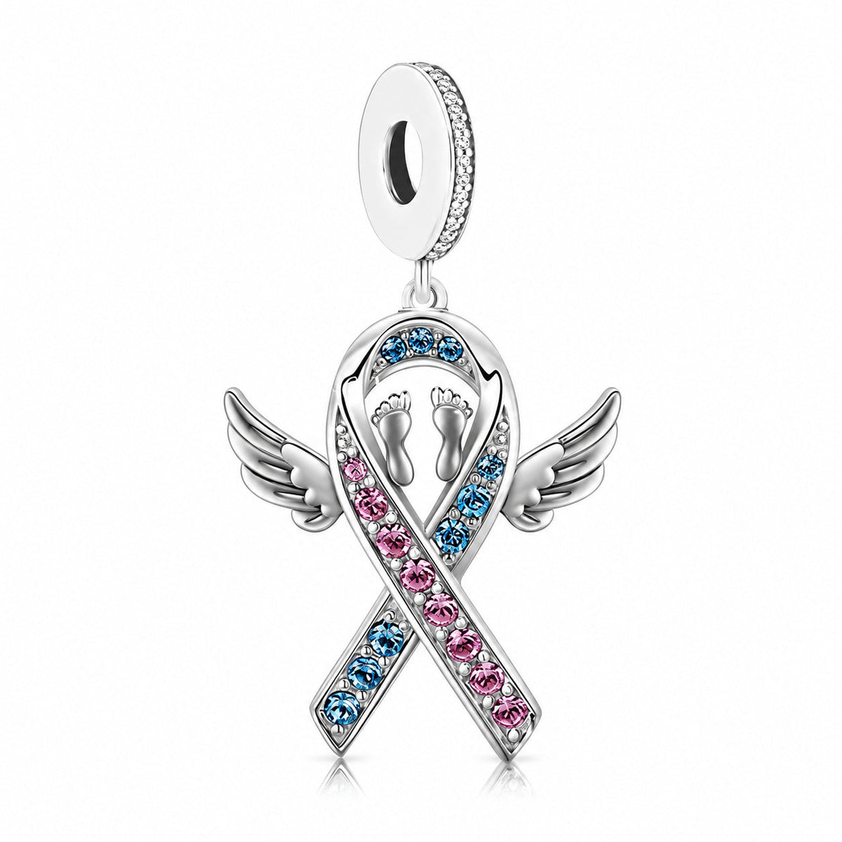 Baby Infant Loss Awareness Ribbon Charm S925 Sterling Silver