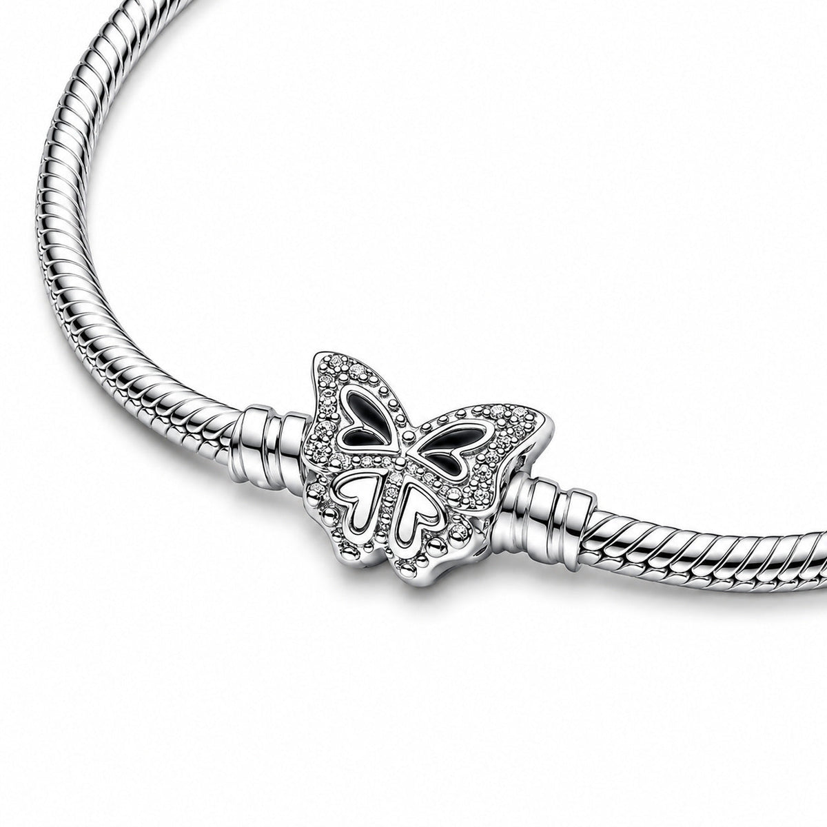 Butterfly Clasp Snake Chain Bracelet S925 Sterling Silver