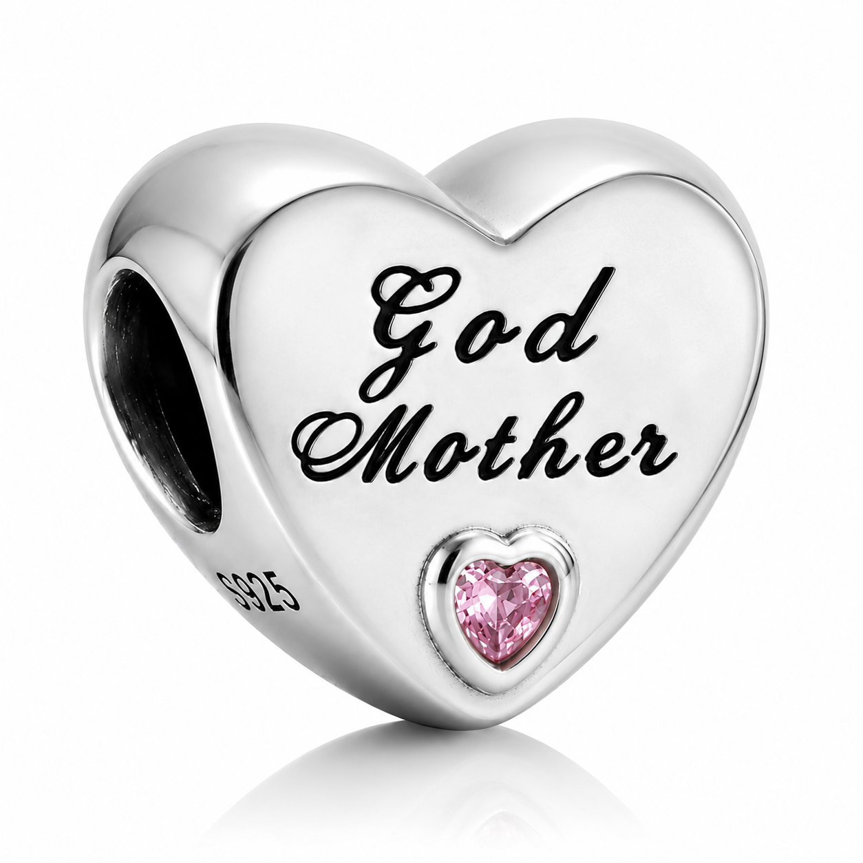 God Mother Heart Charm S925 Sterling Silver