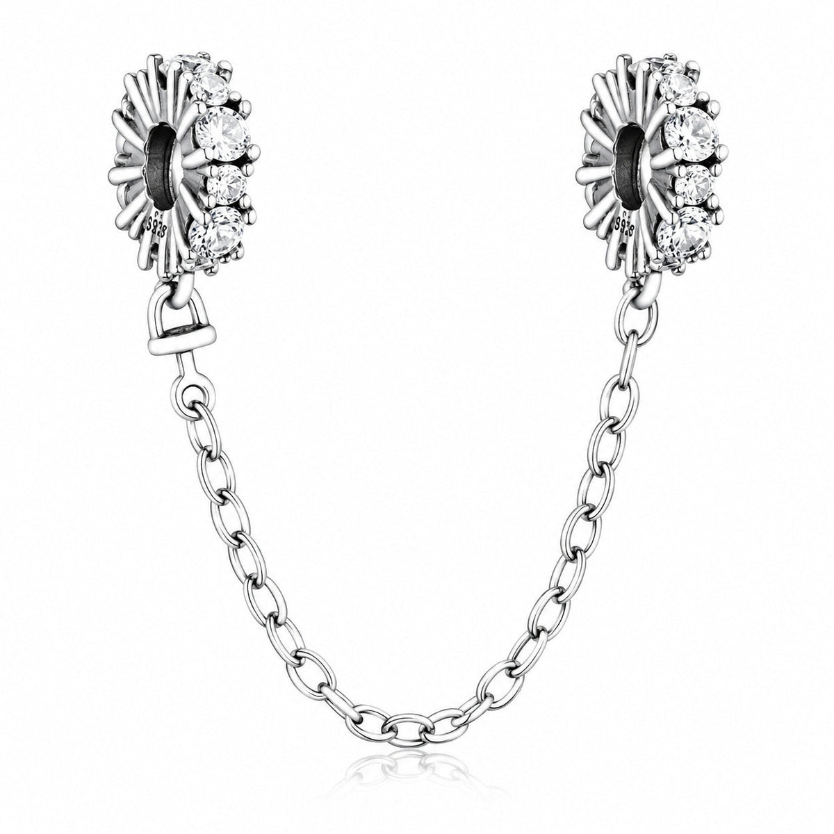 Clear Sparkle Safety Chain Charm S925 Sterling Silver
