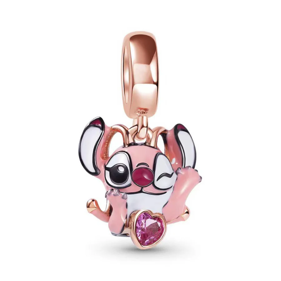 Disney Lilo & Stitch Angel Dangle Charm S925 Sterling Silver