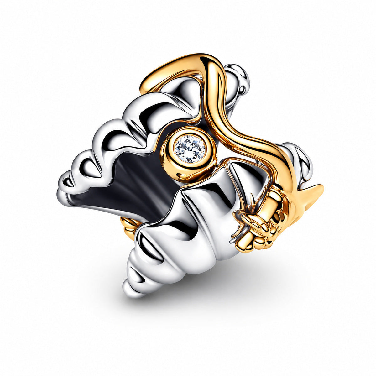 Disney Princesses Ariel Shell Two-Tone Charm S925 Sterling Silver