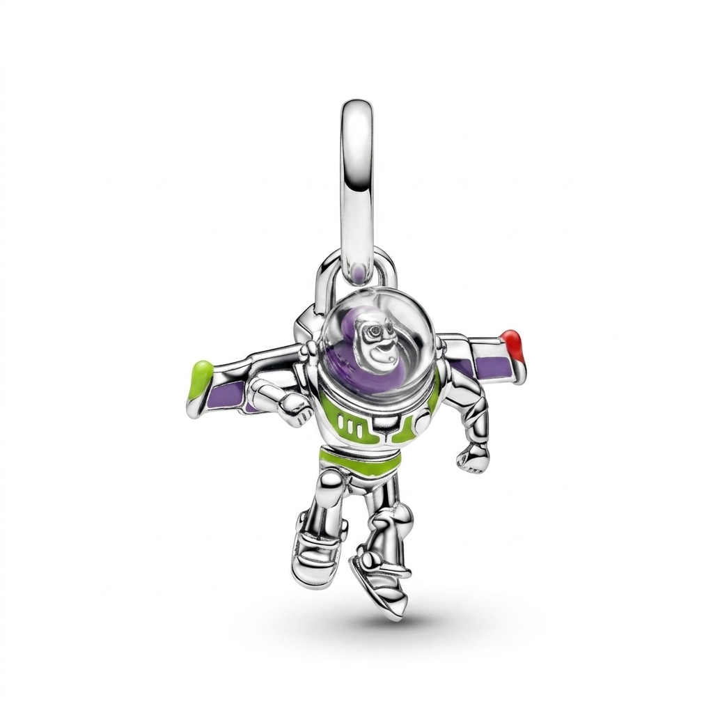 Disney Pixar Buzz Lightyear Dangle Charm S925 Compatible Sterling Silver Charm