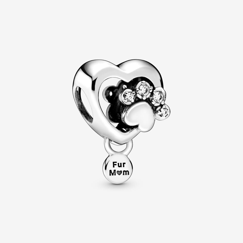 Fur Mom Heart Charm S925 Sterling Silver