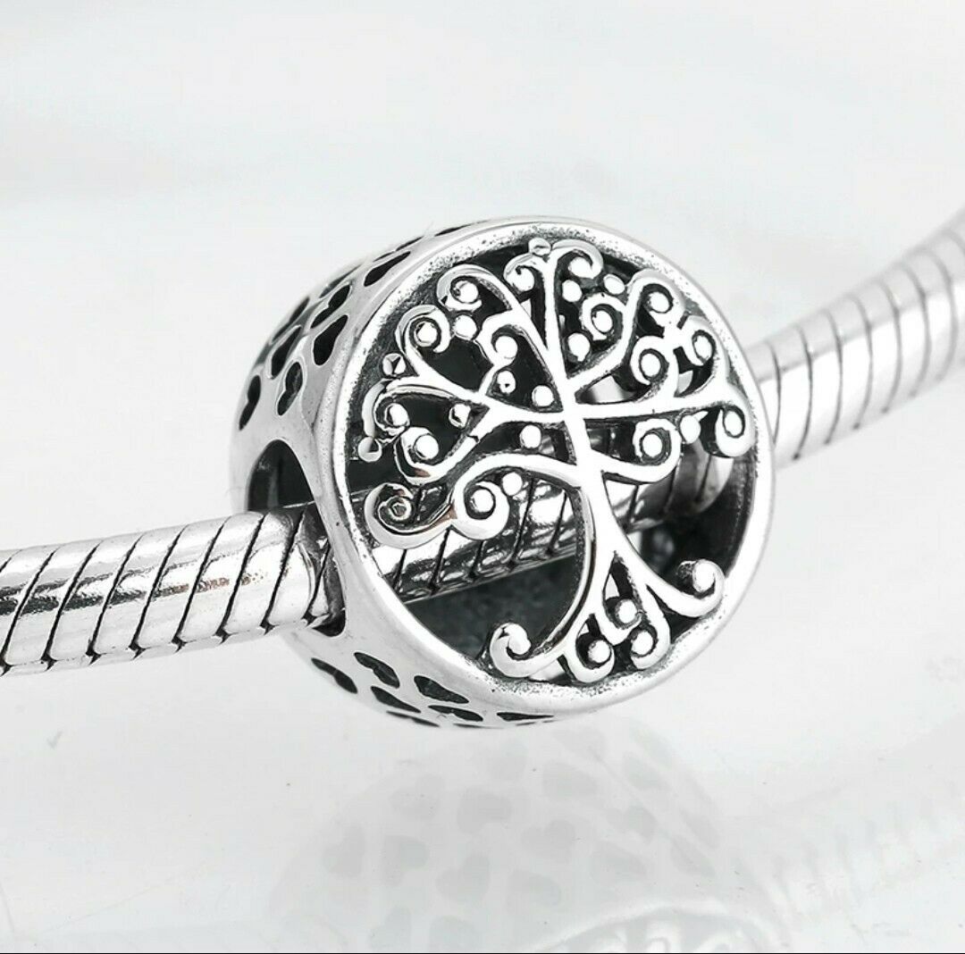 Openwork Family Root Tree Charm S925 Sterling Silver