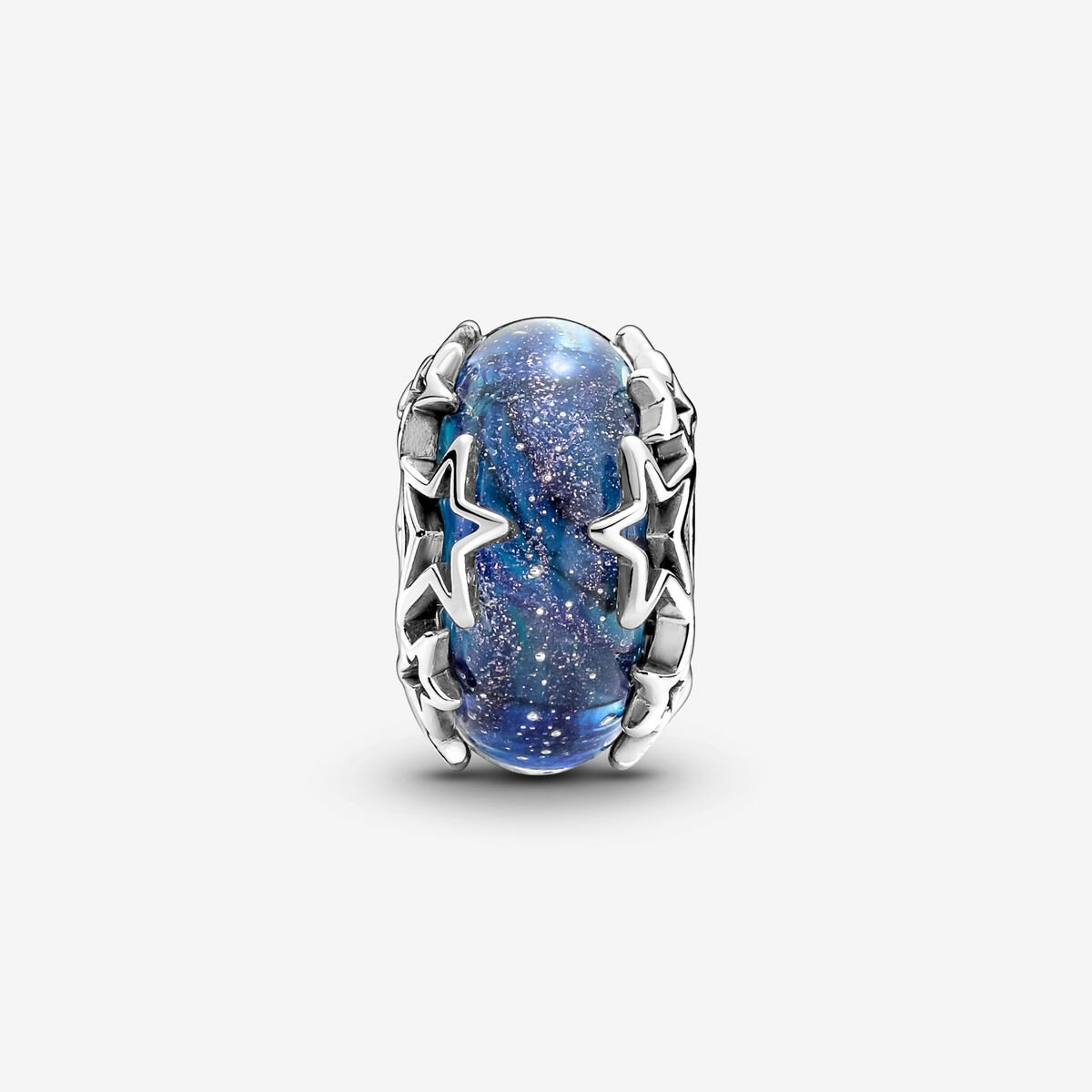 Galaxy Blue & Star Murano Charm S925 Sterling Silver
