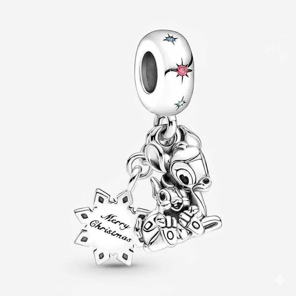 Disney Bambi & Thumper Dangle Merry Charm S925 Sterling Silver