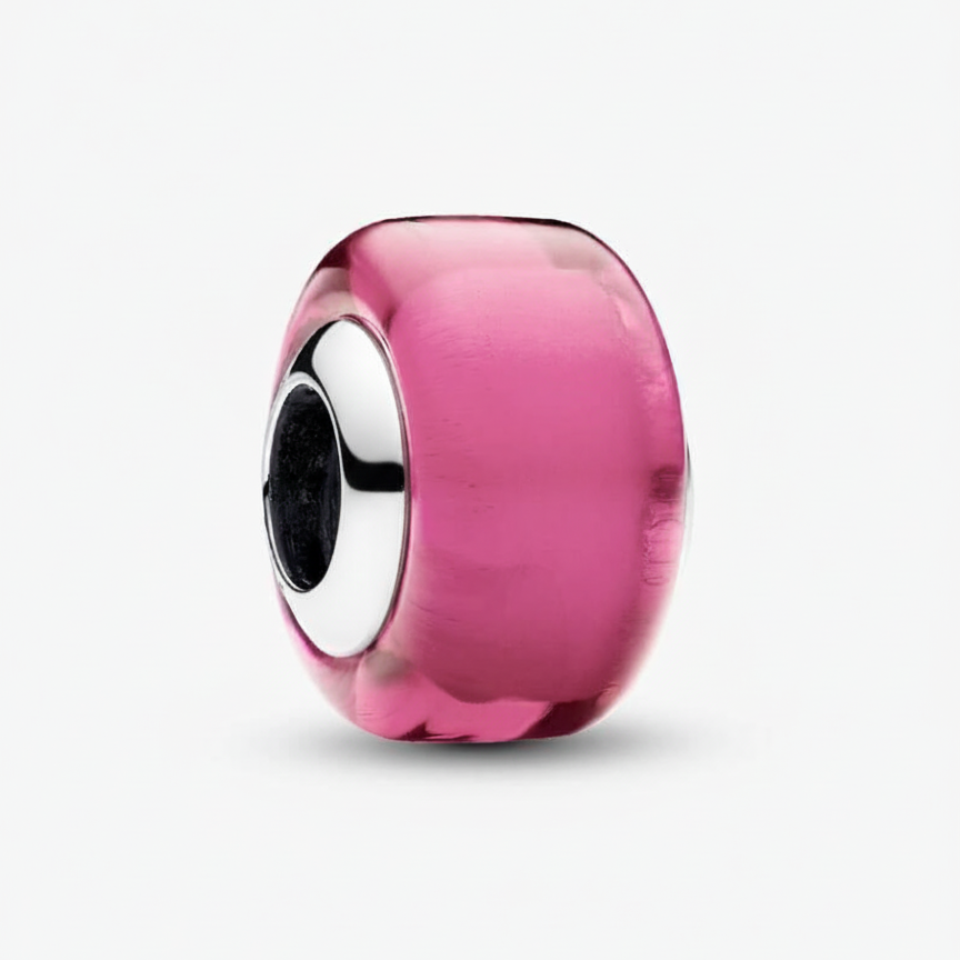 Pink Mini Murano Glass Charm S925 Sterling Silver