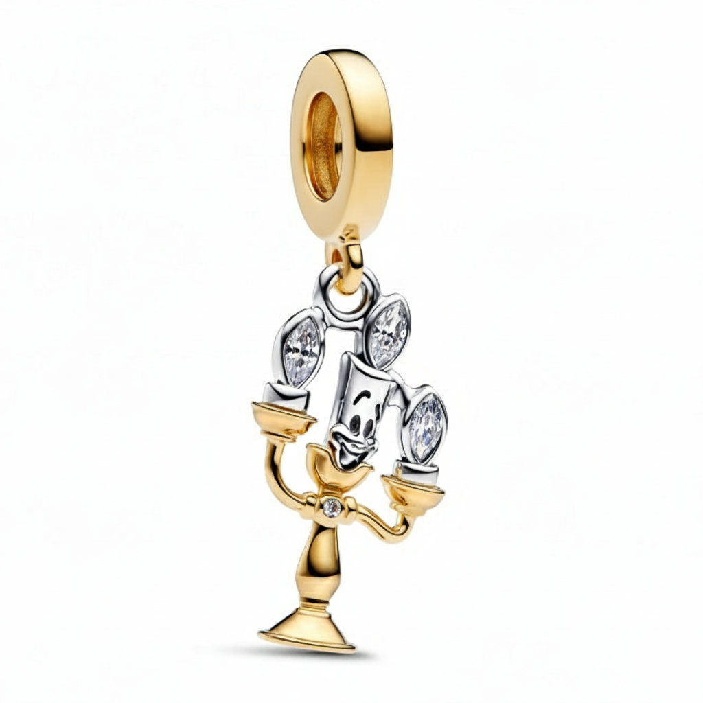 Disney Beauty and the Beast Lumiere Dangle Charm S925 Sterling Silver