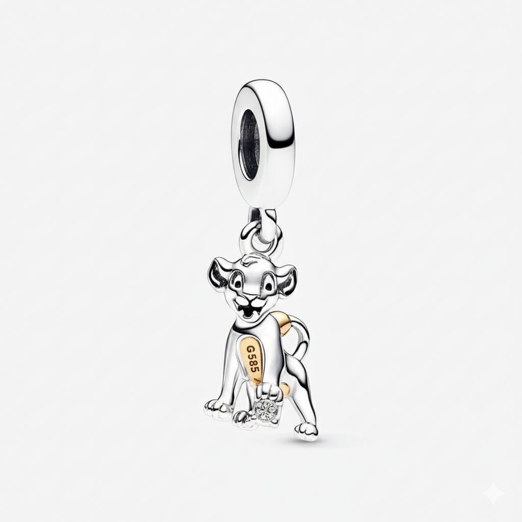 Disney 100th Anniversary The Lion King Simba Dangle Charm S925 Sterling Silver
