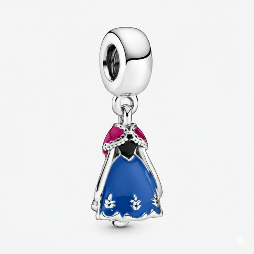 Disney Princess Anna Dress Dangle Charm S925 Sterling Silver