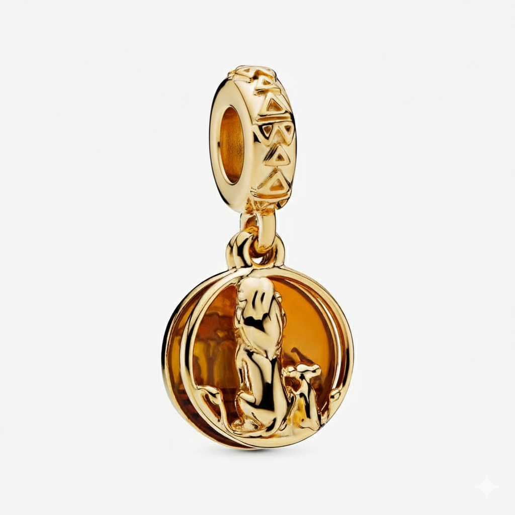 Disney The Lion King Simba & Mufasa Charm S925 Compatible Sterling Silver Charm