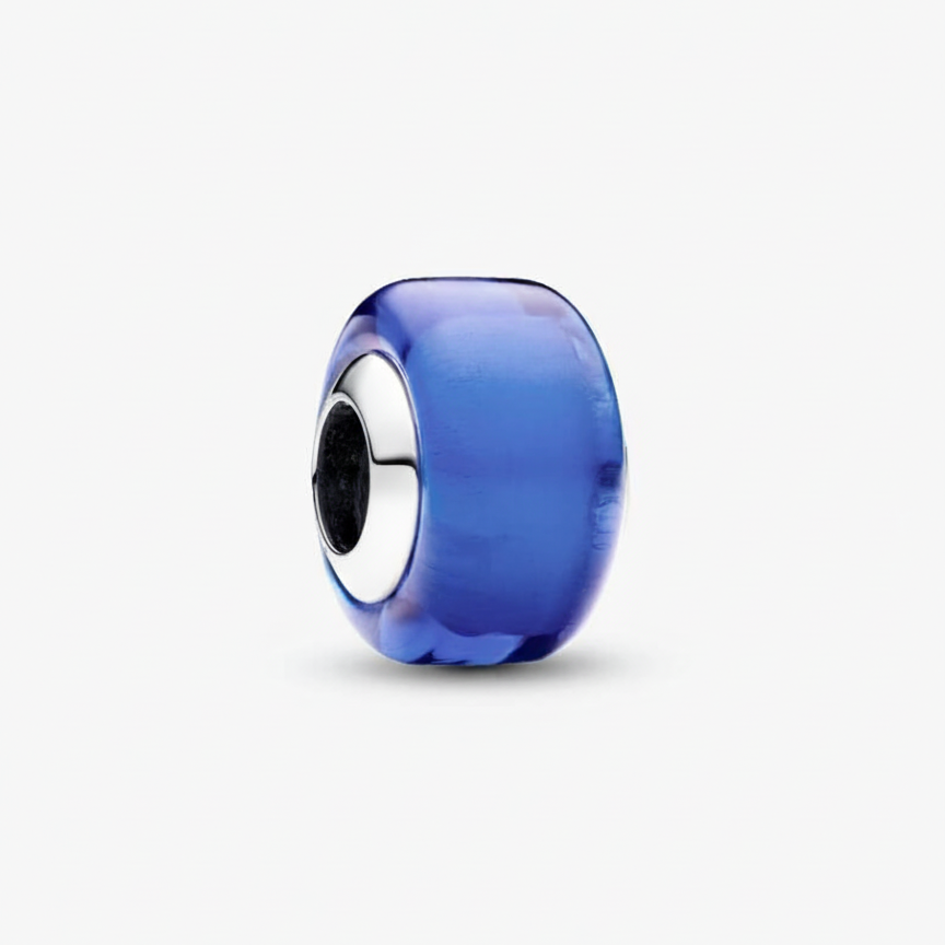 Blue Mini Murano Glass Charm S925 Sterling Silver