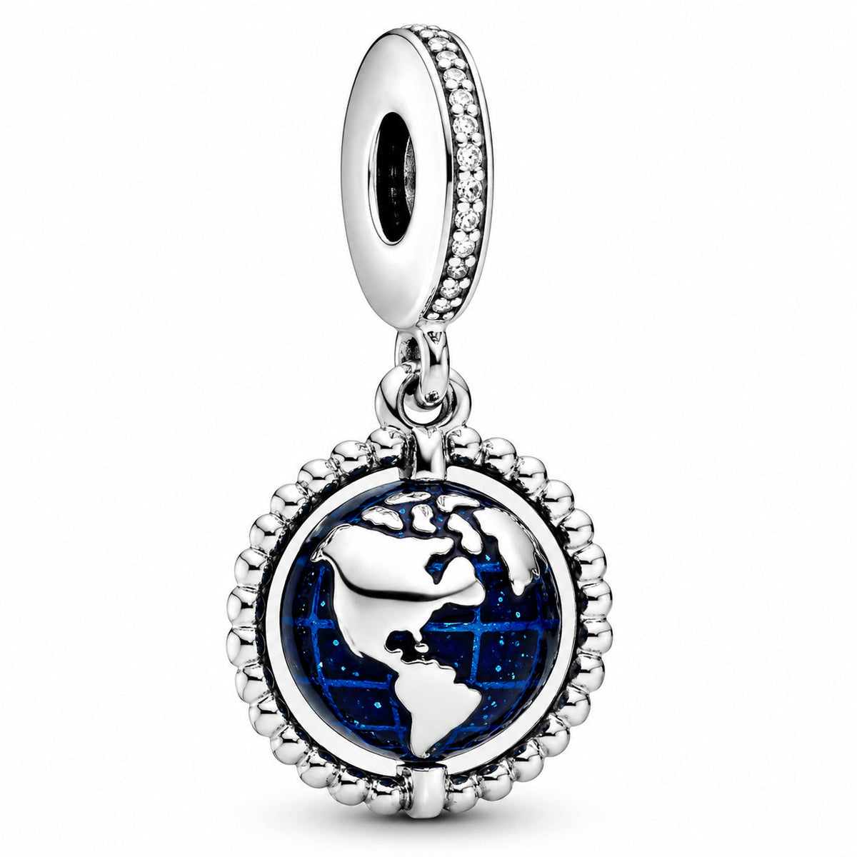 Globe Dangle Charm S925 Sterling Silver