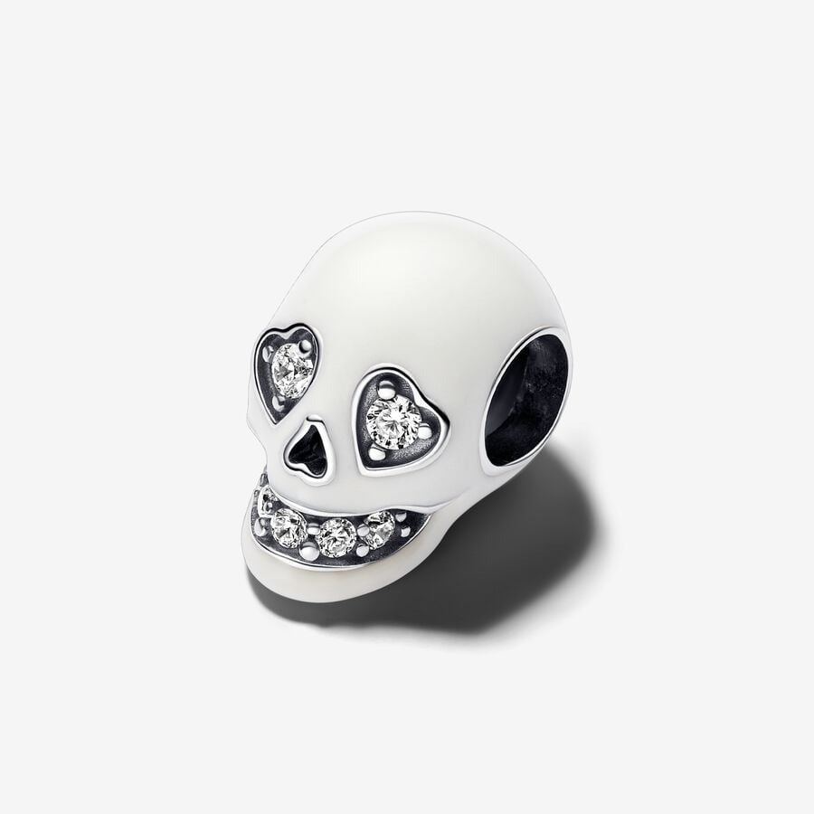 Glow-in-the-dark Sparkling Skull Charm S925 Sterling Silver