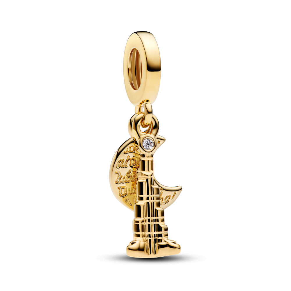 Golden Dubai Skyline Dangle Charm Hallmarked S925 Sterling Silver