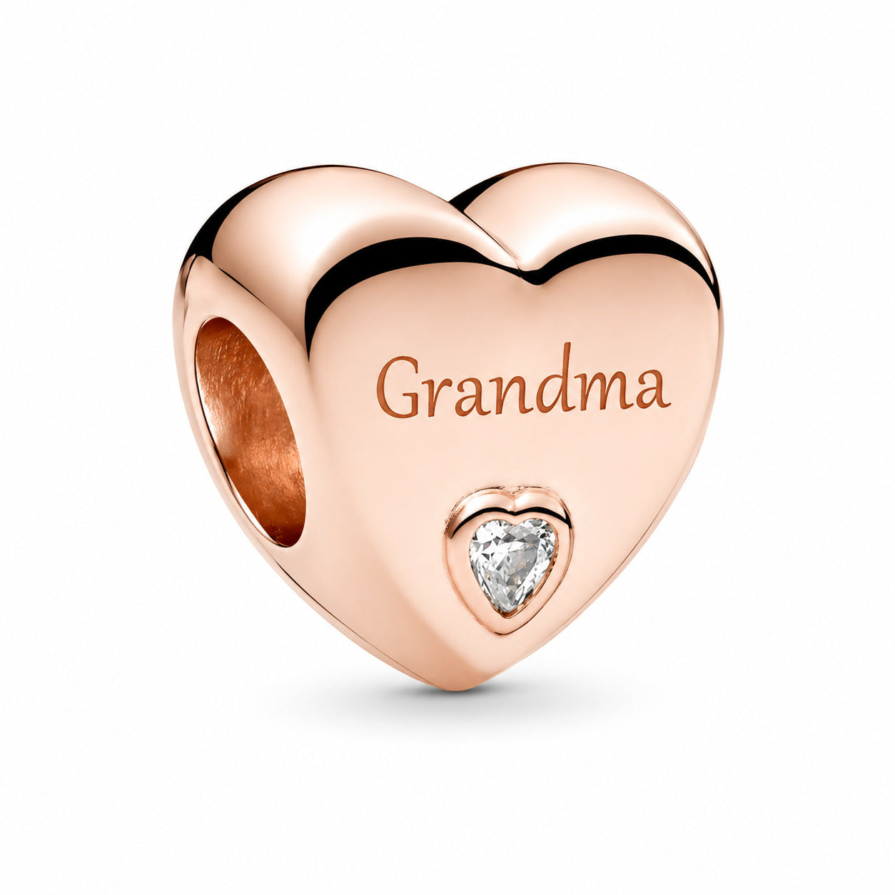 Rose Gold Grandma Heart Charm Hallmarked S925 Sterling Silver