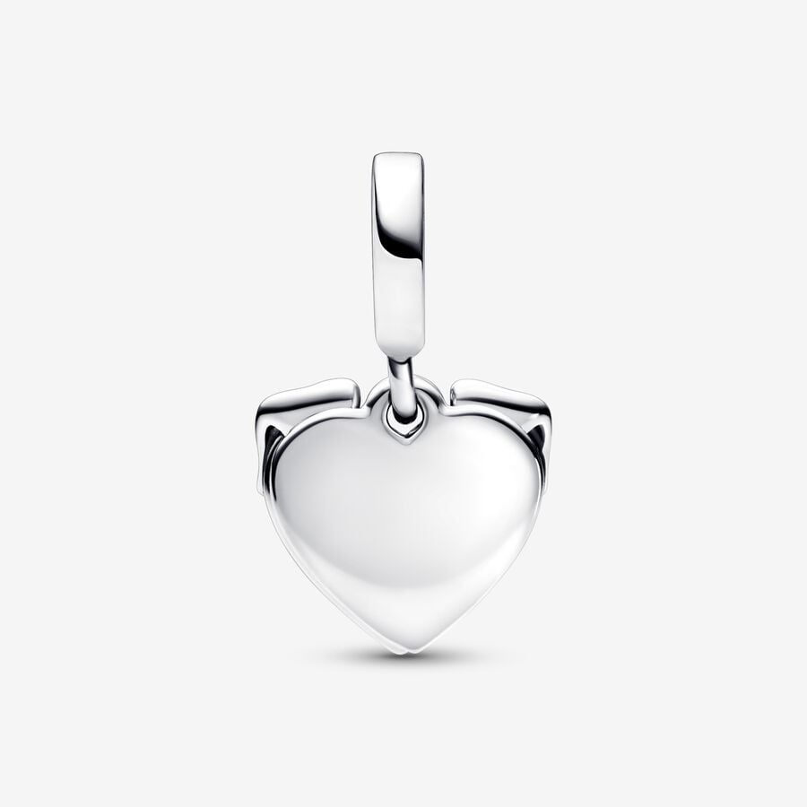 Heart & Dog Double Dangle Charm S925 Sterling Silver