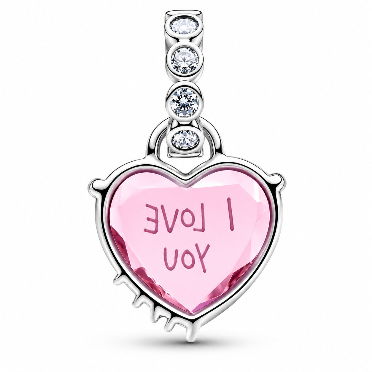 I Love You Mum Pink Dangle Charm S925 Sterling Silver