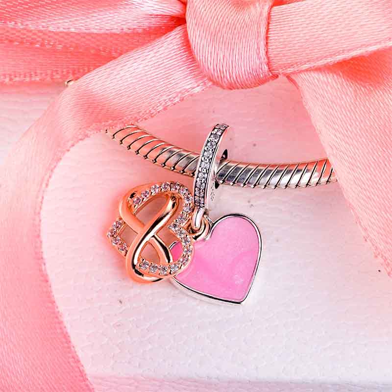Infinity Heart Dangle Charm S925 Compatible Sterling Silver Charm