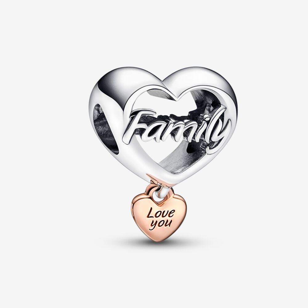 Love You Family Heart Charm S925 Sterling Silver