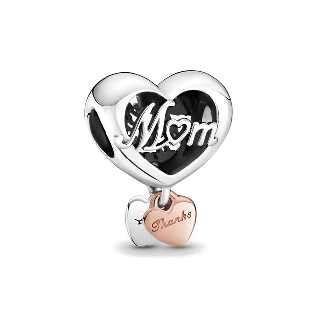 Thank You For Being There Mom Heart Charm S925 Sterling Silver