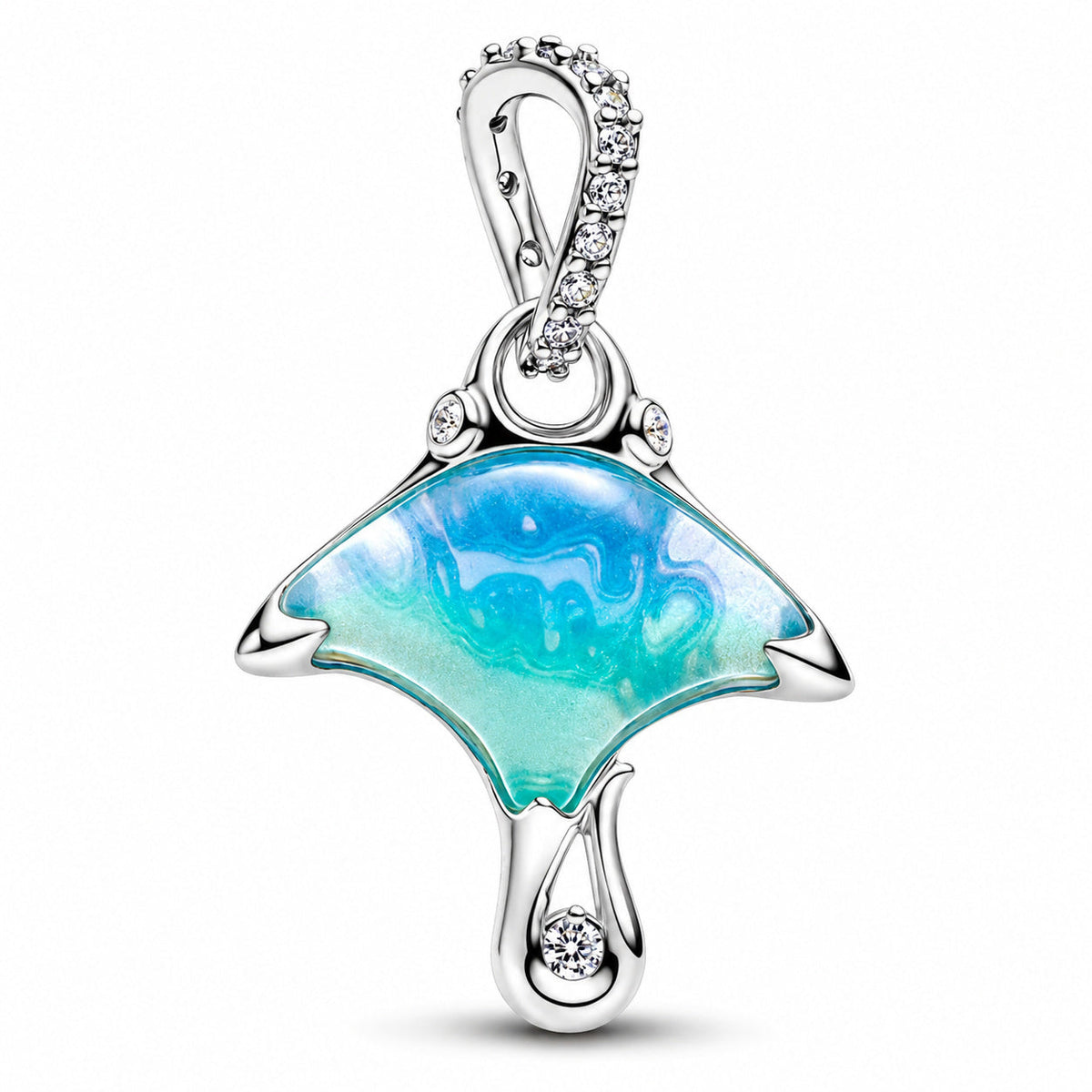 Manta Ray Dangle Charm S925 Sterling Silver