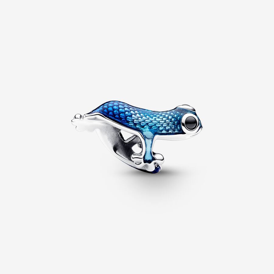 Metallic Blue Gecko Charm S925 Sterling Silver