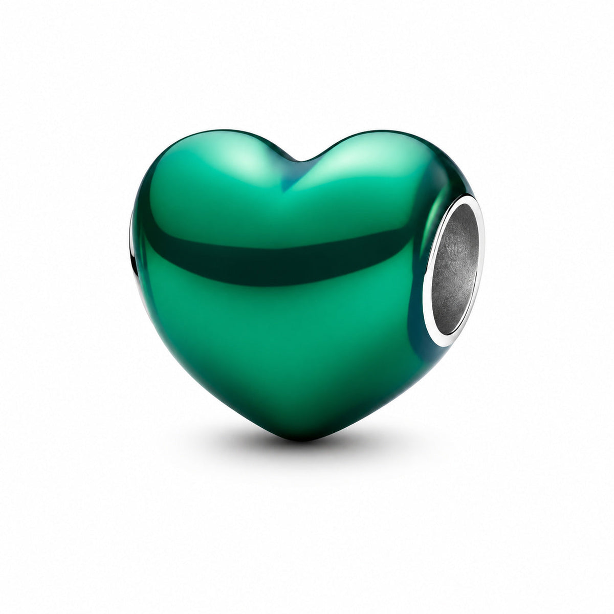 Metallic Green Heart Charm S925 Sterling Silver