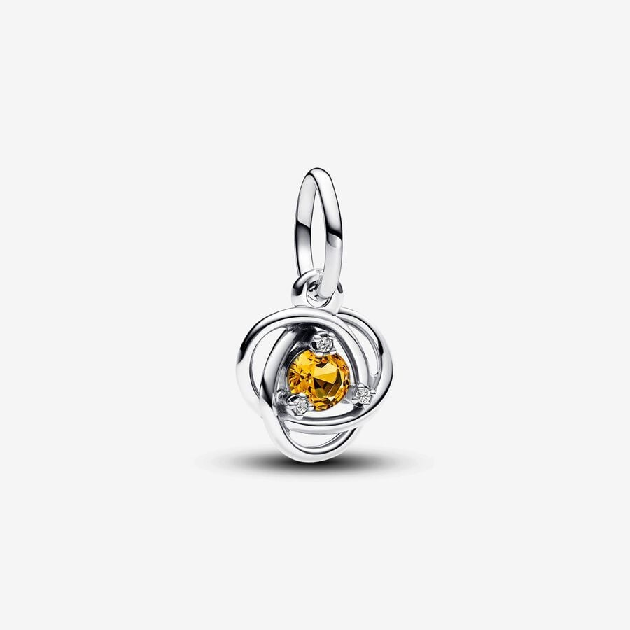 November Honey Eternity Circle Dangle Charm S925 Sterling Silver