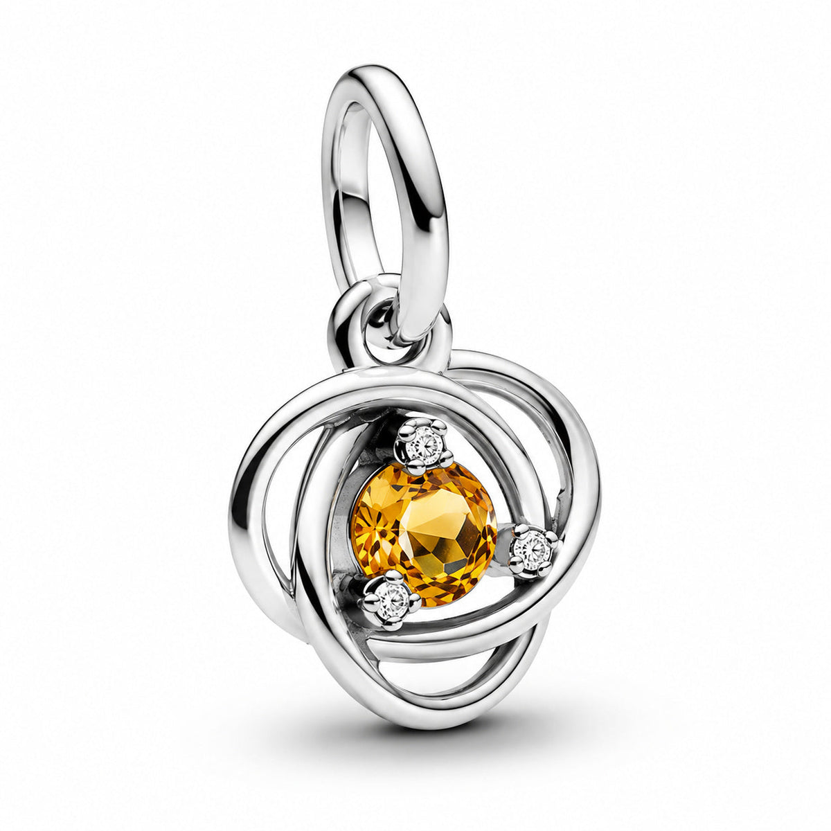 November Honey Eternity Circle Dangle Charm S925 Sterling Silver