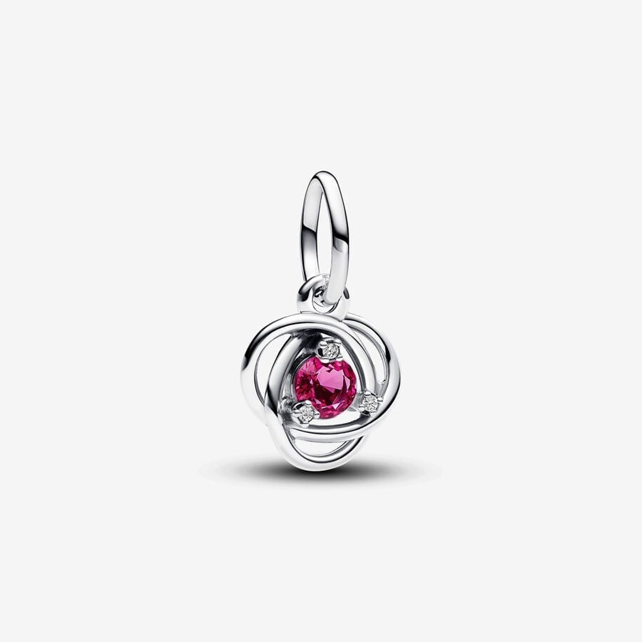 October Pink Eternity Circle Dangle Charm S925 Sterling Silver