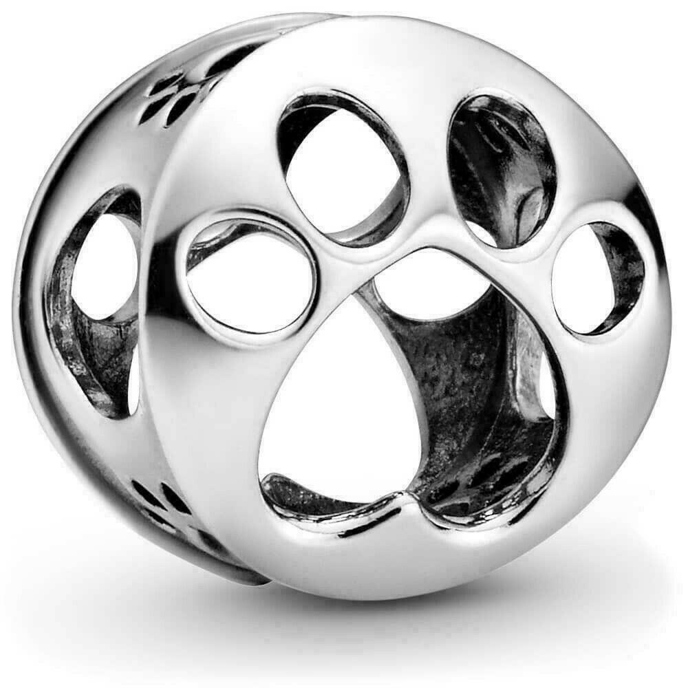 Openwork Paw Print Charm S925 Sterling Silver